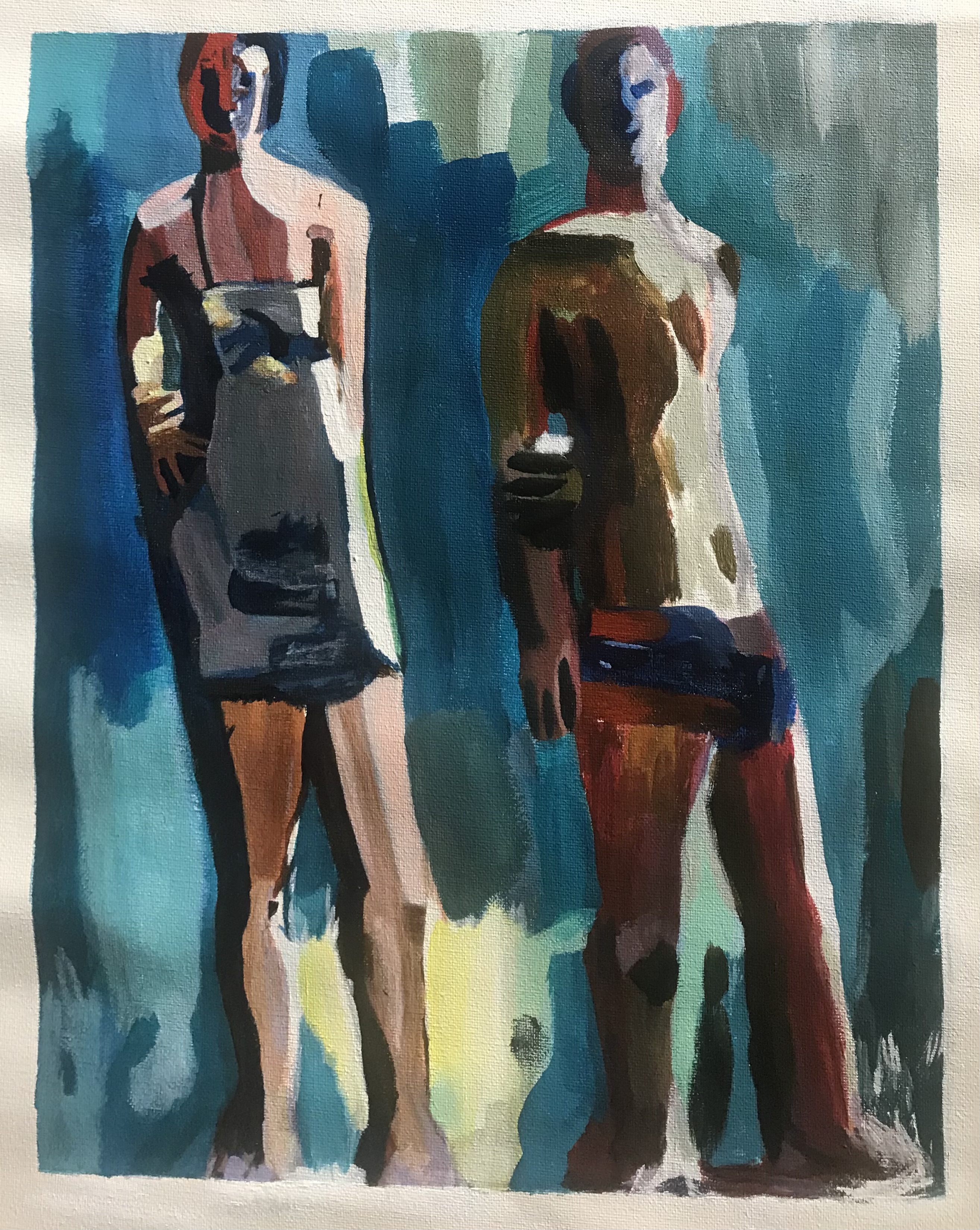 Repaint of Standing Couple by David Park, acrylic on canvas 2022